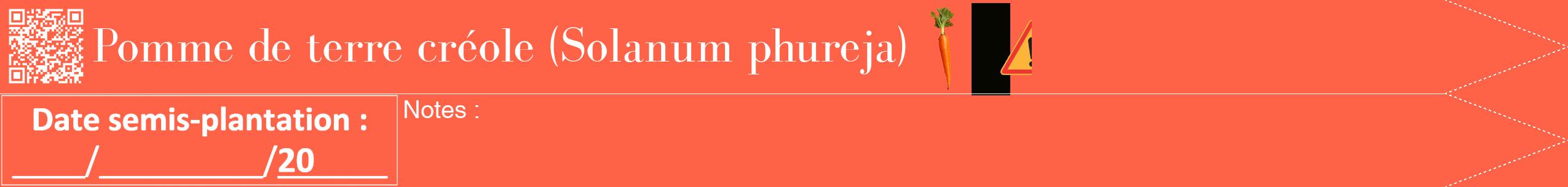 Étiquette de : Solanum phureja - format b - style blanche25bod avec qrcode et comestibilité simplifiée