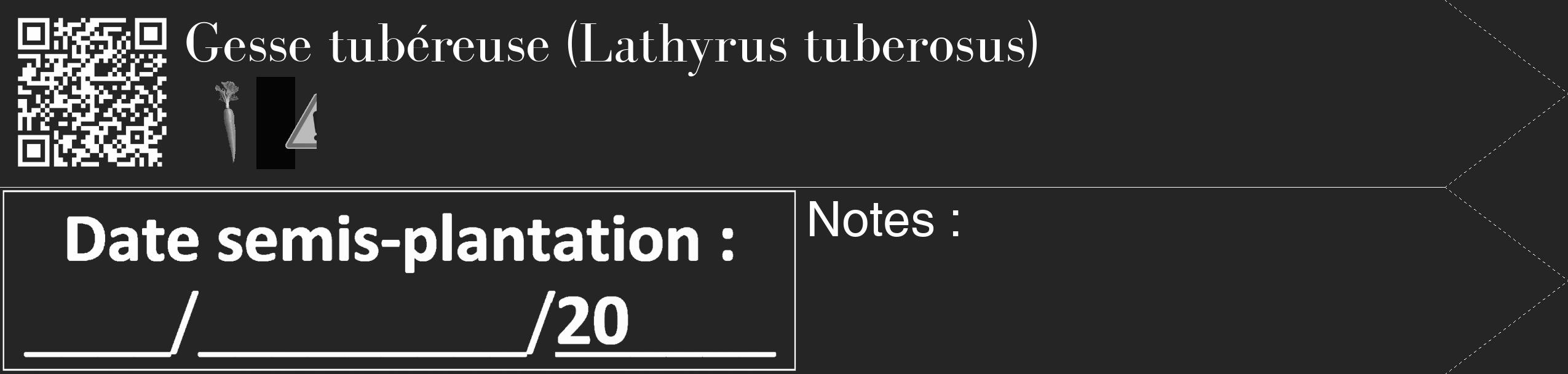 Étiquette de : Lathyrus tuberosus - format c - style blanche47_simple_simplebod avec qrcode et comestibilité simplifiée
