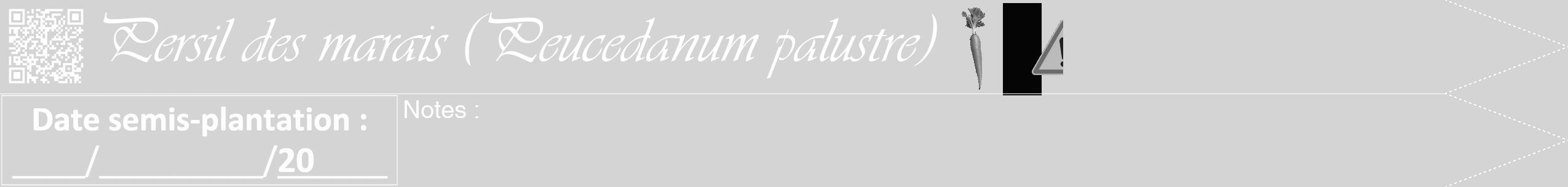 Étiquette de : Peucedanum palustre - format b - style blanche40viv avec qrcode et comestibilité simplifiée