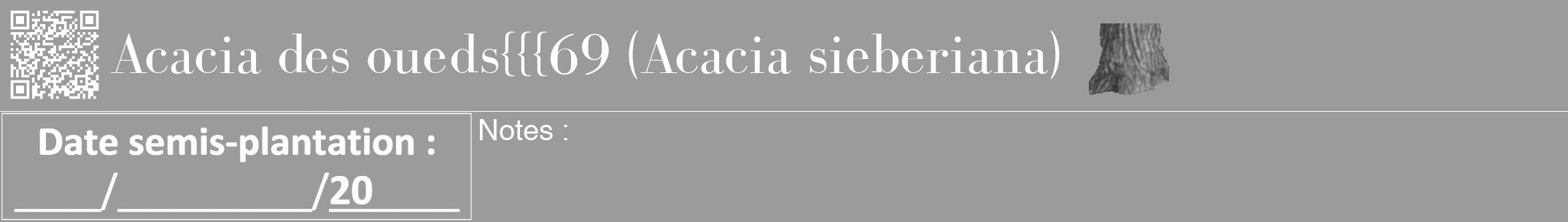 Étiquette de : Acacia sieberiana - format a - style blanche52bod avec qrcode et comestibilité simplifiée