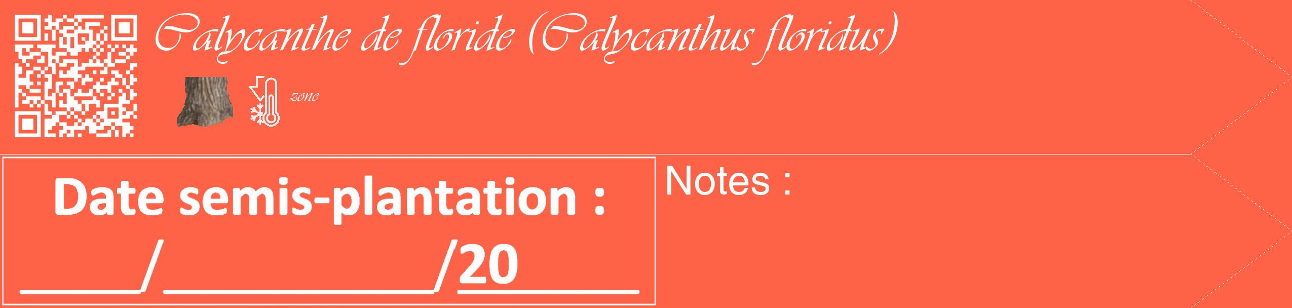 Étiquette de : Calycanthus floridus - format c - style blanche25_simple_simpleviv avec qrcode et comestibilité simplifiée