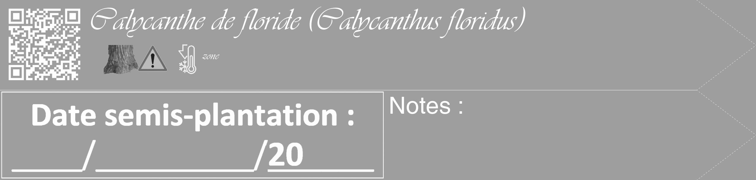 Étiquette de : Calycanthus floridus - format c - style blanche23_simple_simpleviv avec qrcode et comestibilité simplifiée