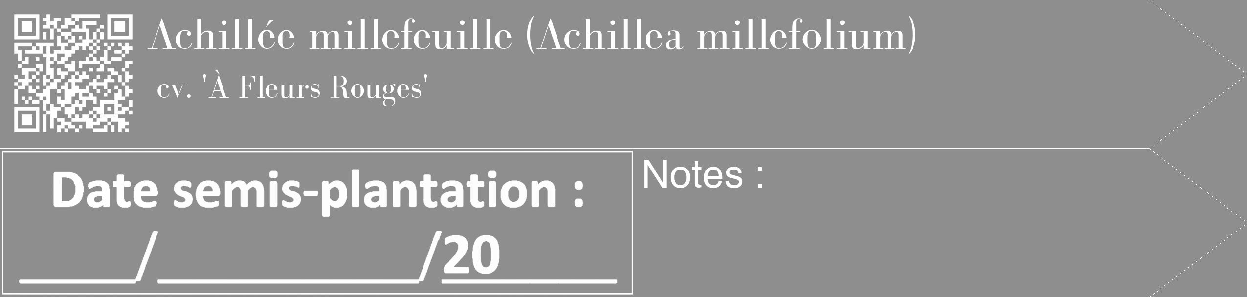 Étiquette de : Achillea millefolium cv. 'À Fleurs Rouges' - format c - style blanche25_simple_simplebod avec qrcode et comestibilité