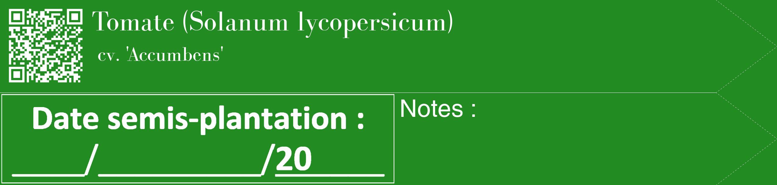 Étiquette de : Solanum lycopersicum cv. 'Accumbens' - format c - style blanche10_simple_simplebod avec qrcode et comestibilité