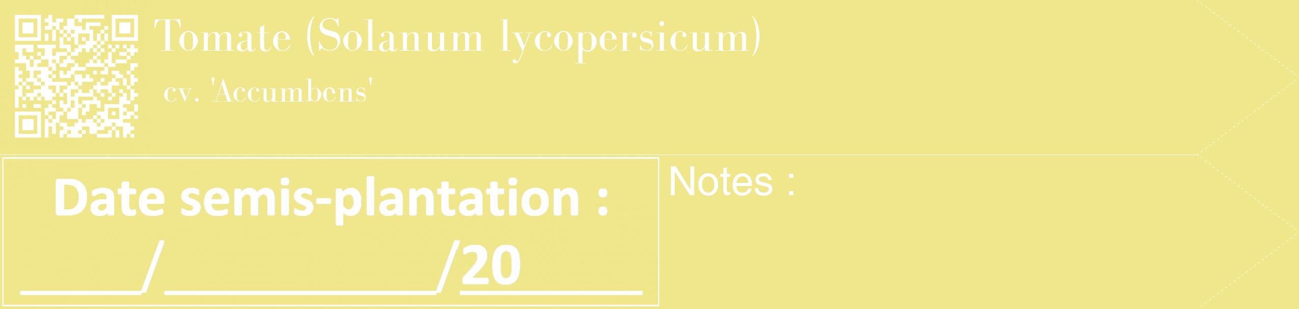 Étiquette de : Solanum lycopersicum cv. 'Accumbens' - format c - style blanche20_simple_simplebod avec qrcode et comestibilité