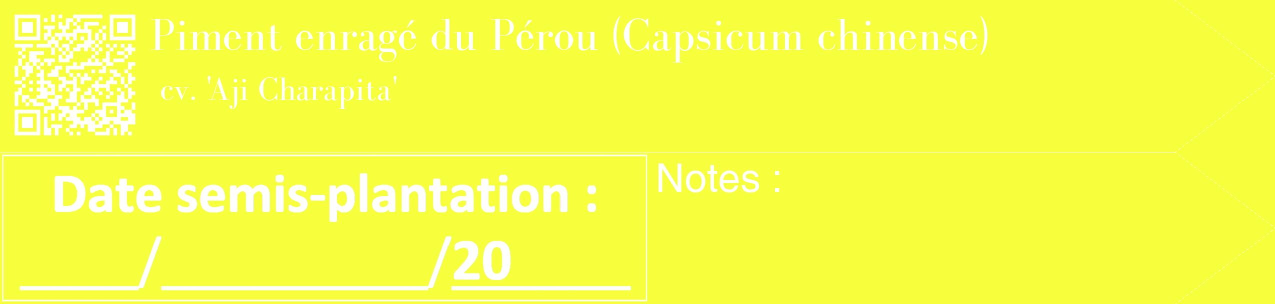 Étiquette de : Capsicum chinense cv. 'Aji Charapita' - format c - style blanche18_simple_simplebod avec qrcode et comestibilité