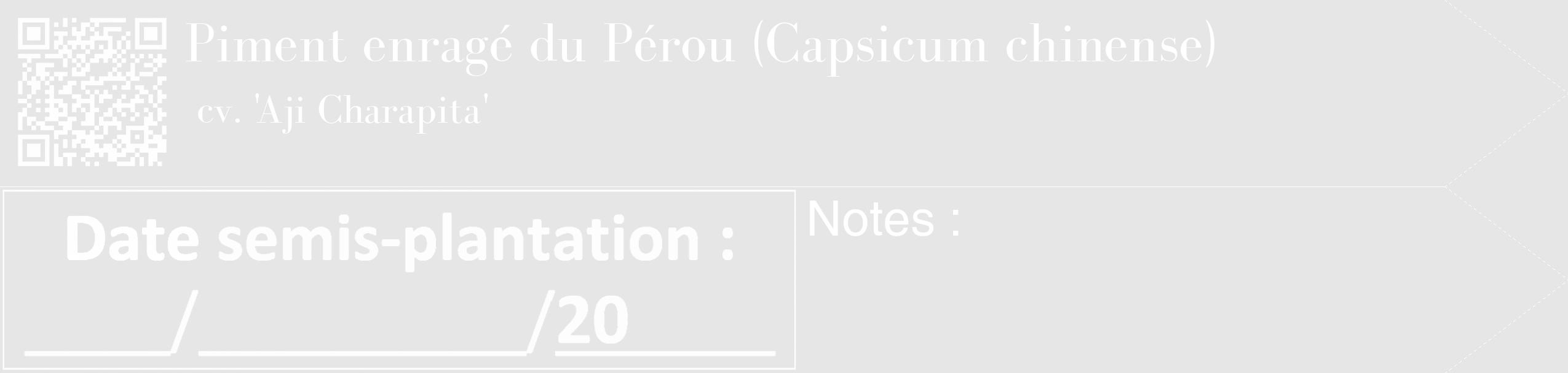 Étiquette de : Capsicum chinense cv. 'Aji Charapita' - format c - style blanche18_simple_simplebod avec qrcode et comestibilité