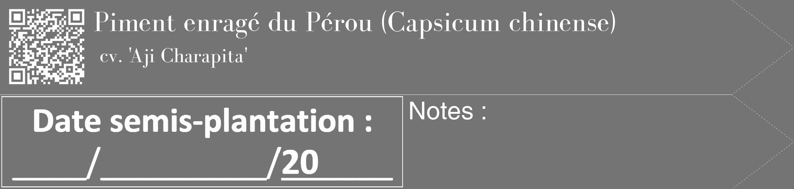 Étiquette de : Capsicum chinense cv. 'Aji Charapita' - format c - style blanche26_simple_simplebod avec qrcode et comestibilité
