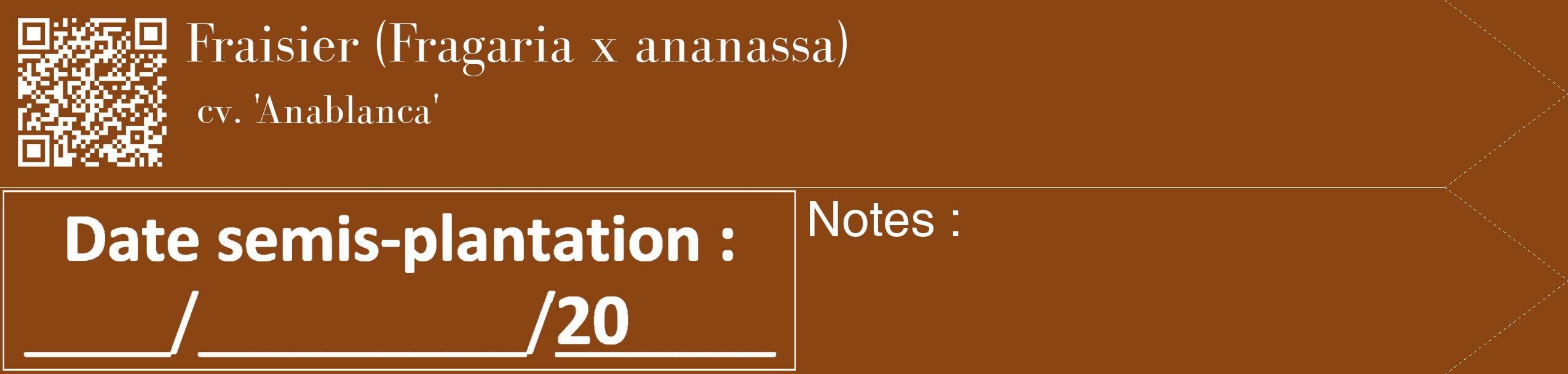 Étiquette de : Fragaria x ananassa cv. 'Anablanca' - format c - style blanche30_simple_simplebod avec qrcode et comestibilité