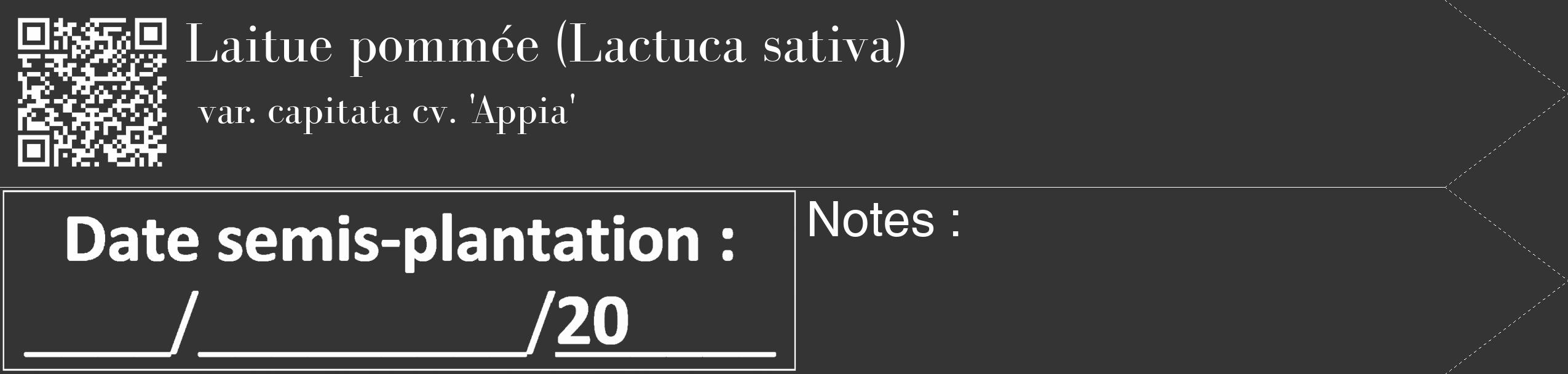 Étiquette de : Lactuca sativa var. capitata cv. 'Appia' - format c - style blanche46_simple_simplebod avec qrcode et comestibilité