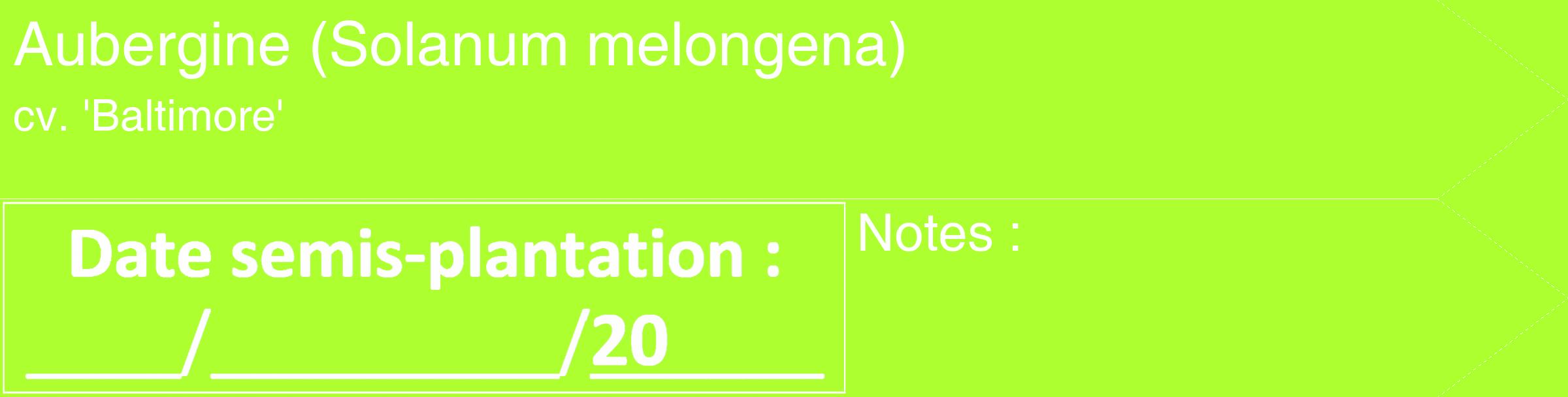 Étiquette de : Solanum melongena cv. 'Baltimore' - format c - style blanche17_simple_simplehel avec comestibilité