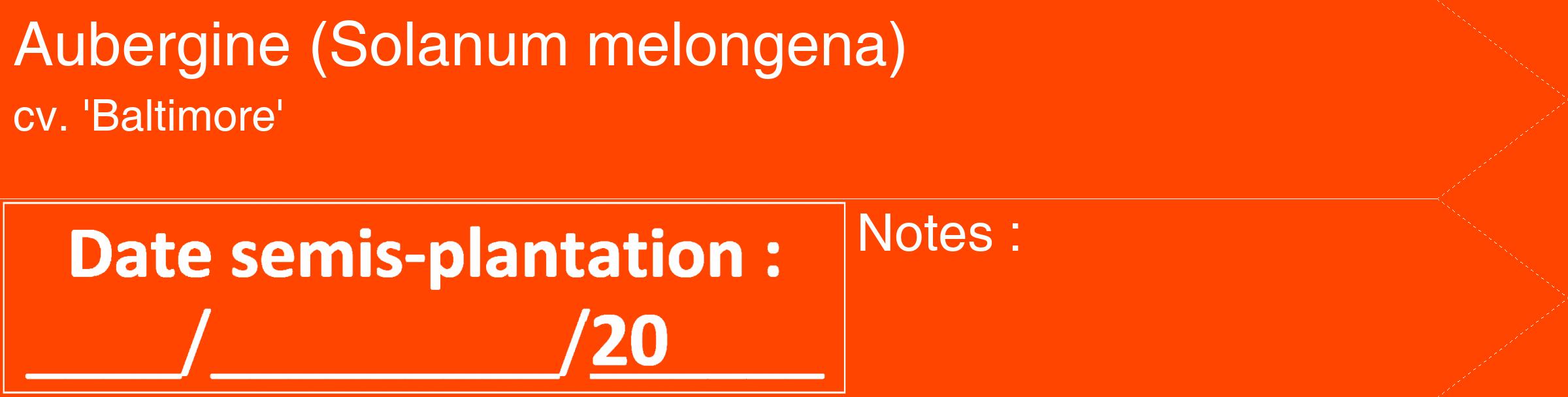 Étiquette de : Solanum melongena cv. 'Baltimore' - format c - style blanche26_simple_simplehel avec comestibilité