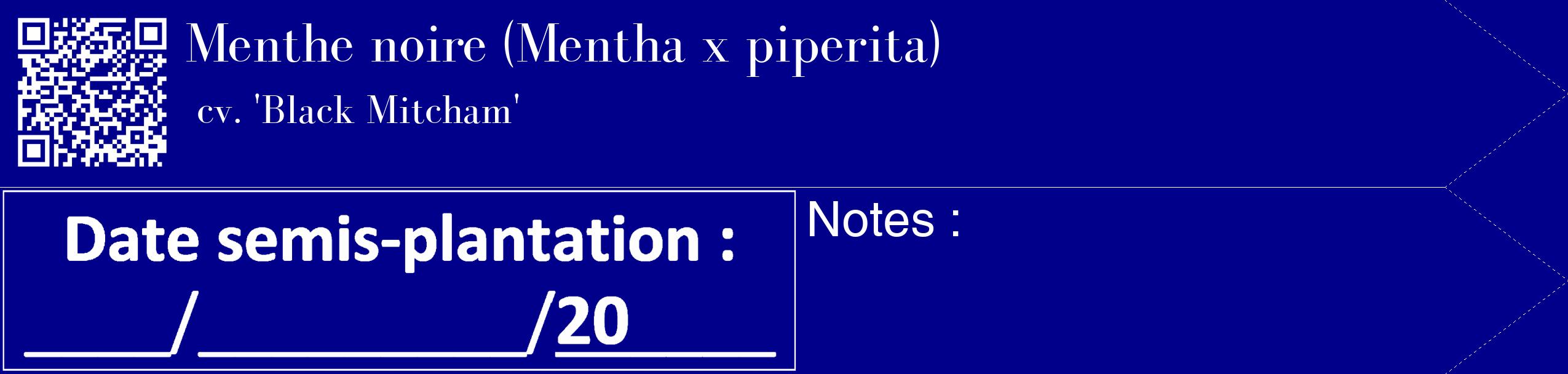 Étiquette de : Mentha x piperita cv. 'Black Mitcham' - format c - style blanche7_simple_simplebod avec qrcode et comestibilité