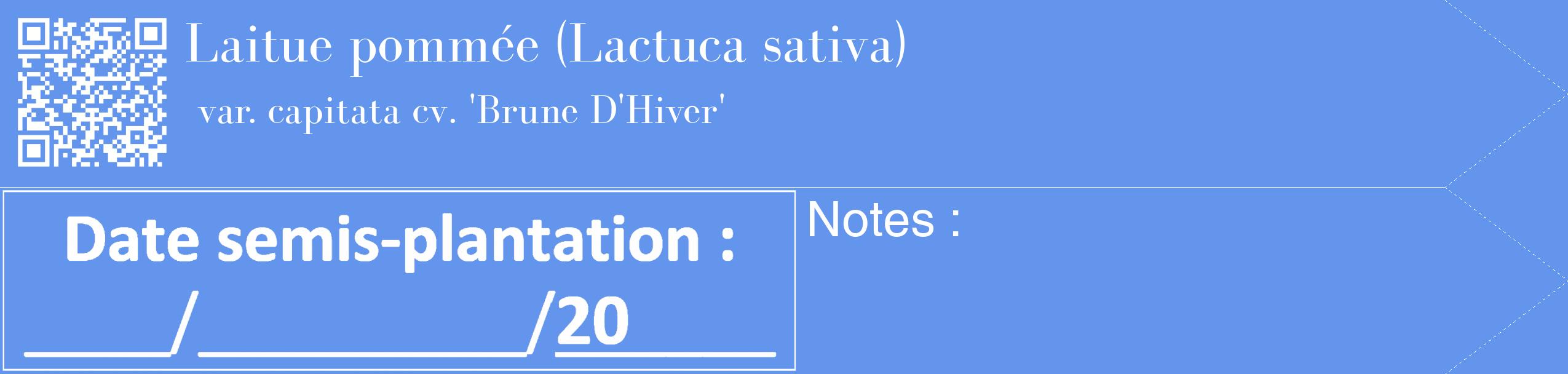 Étiquette de : Lactuca sativa var. capitata cv. 'Brune D'Hiver' - format c - style blanche4_simple_simplebod avec qrcode et comestibilité