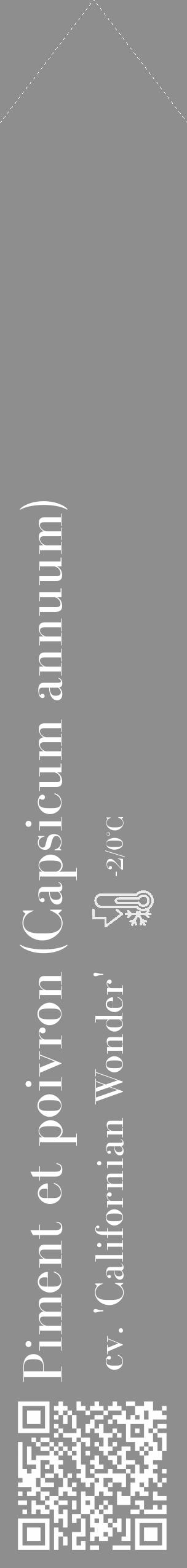 Étiquette de : Capsicum annuum cv. 'Californian Wonder' - format c - style blanche25_simple_simplebod avec qrcode et comestibilité - position verticale