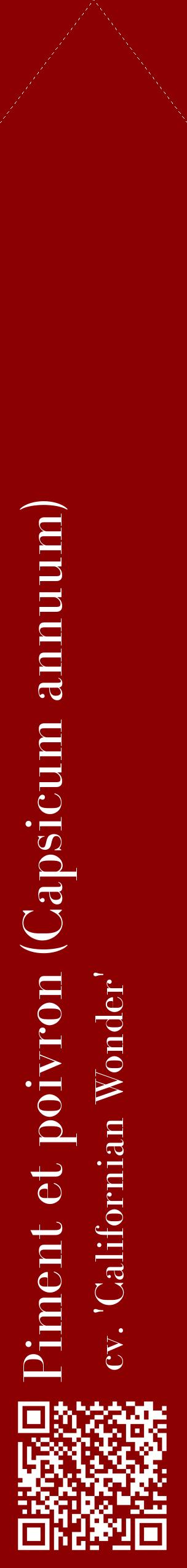 Étiquette de : Capsicum annuum cv. 'Californian Wonder' - format c - style blanche34_simplebod avec qrcode et comestibilité