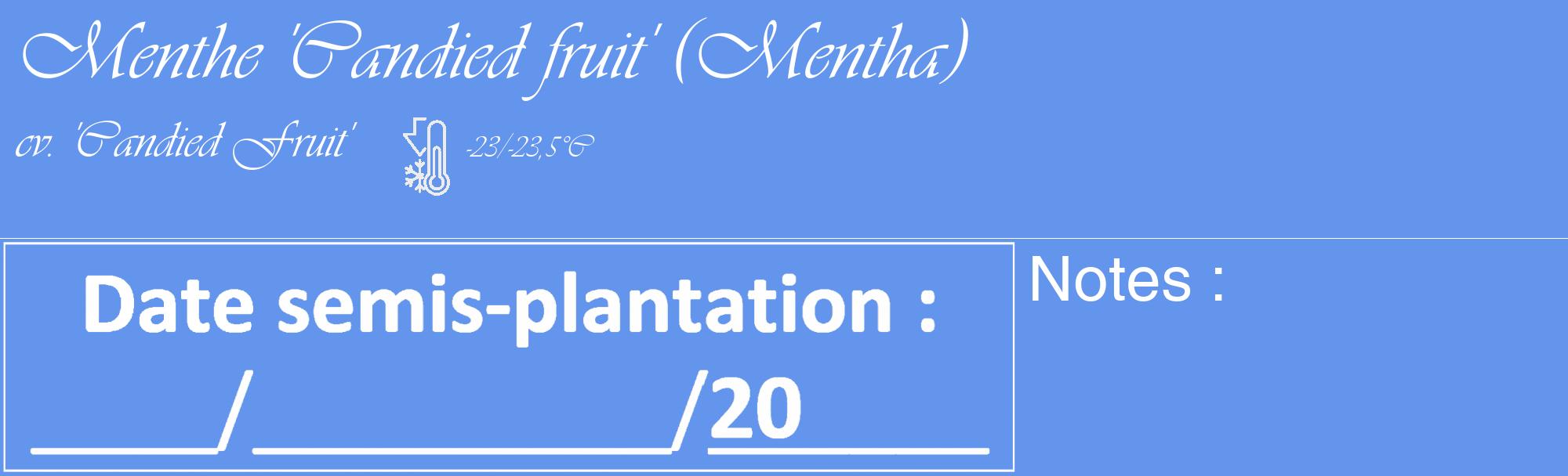 Étiquette de : Mentha cv. 'Candied Fruit' - format c - style blanche4_basique_basiqueviv avec comestibilité