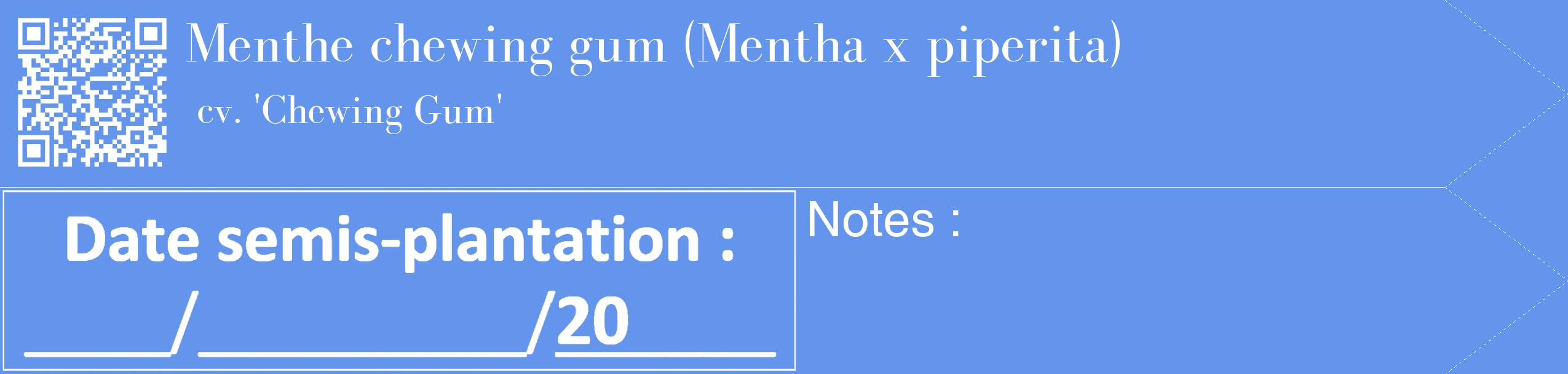 Étiquette de : Mentha x piperita cv. 'Chewing Gum' - format c - style blanche4_simple_simplebod avec qrcode et comestibilité
