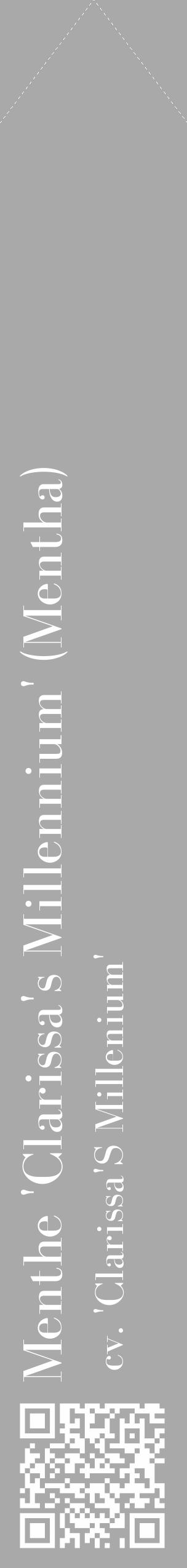 Étiquette de : Mentha cv. 'Clarissa'S Millenium' - format c - style blanche13_simple_simplebod avec qrcode et comestibilité - position verticale