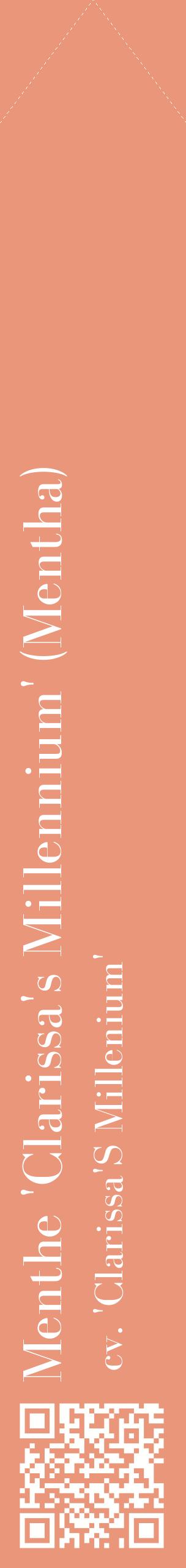 Étiquette de : Mentha cv. 'Clarissa'S Millenium' - format c - style blanche37_simplebod avec qrcode et comestibilité