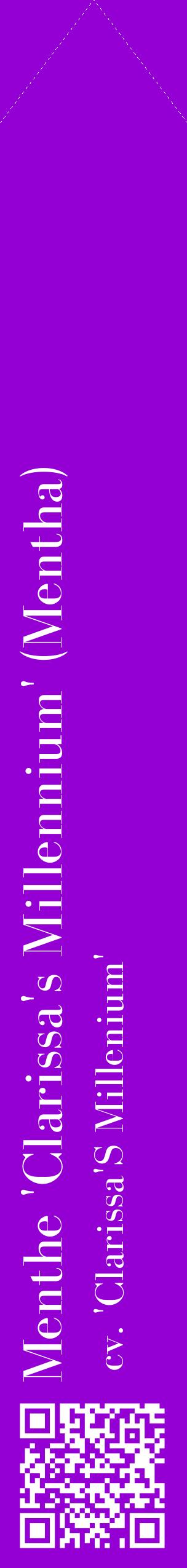 Étiquette de : Mentha cv. 'Clarissa'S Millenium' - format c - style blanche48_simplebod avec qrcode et comestibilité