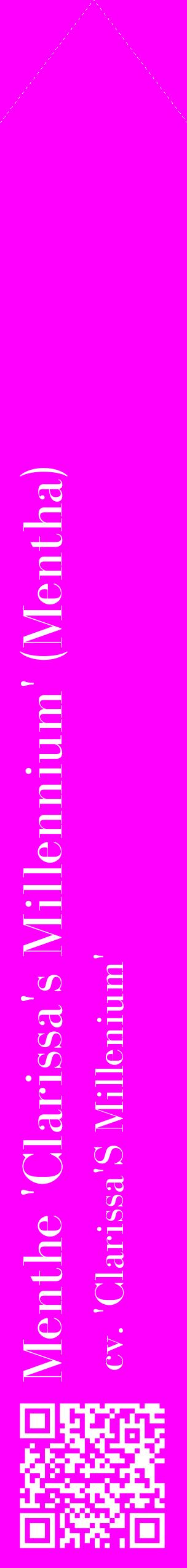 Étiquette de : Mentha cv. 'Clarissa'S Millenium' - format c - style blanche51_simplebod avec qrcode et comestibilité