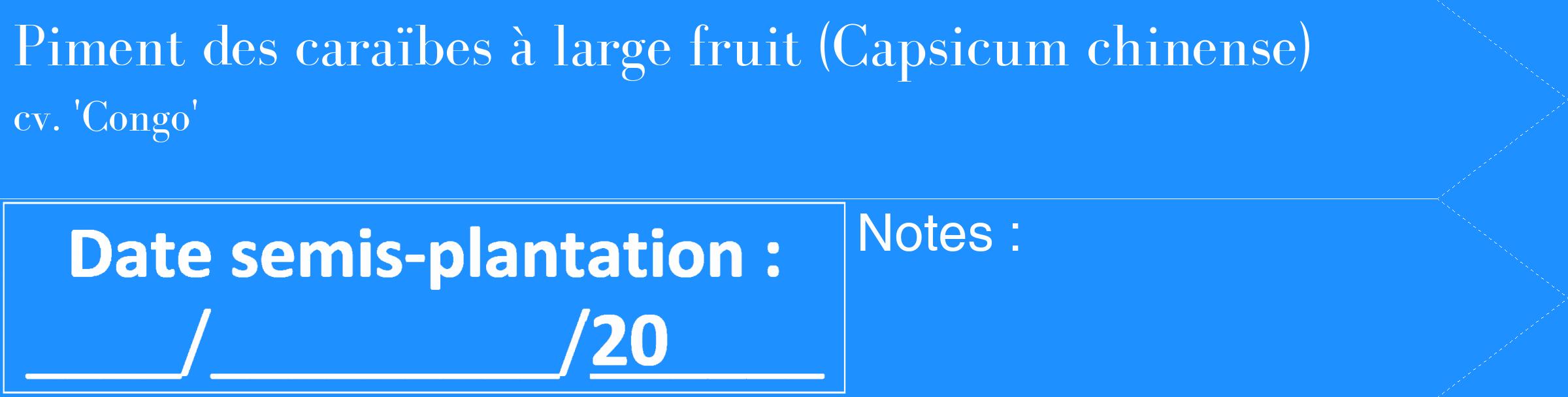 Étiquette de : Capsicum chinense cv. 'Congo' - format c - style blanche3_simple_simplebod avec comestibilité