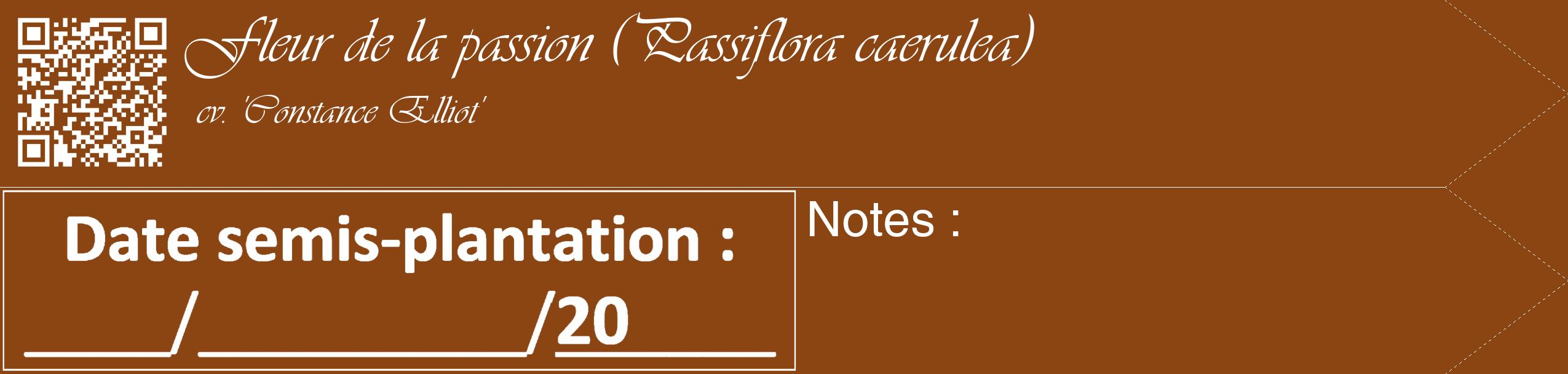 Étiquette de : Passiflora caerulea cv. 'Constance Elliot' - format c - style blanche30_simple_simpleviv avec qrcode et comestibilité