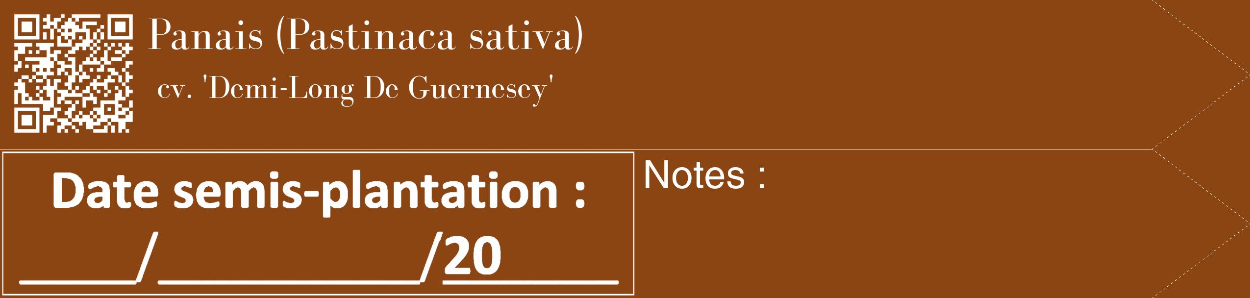 Étiquette de : Pastinaca sativa cv. 'Demi-Long De Guernesey' - format c - style blanche30_simple_simplebod avec qrcode et comestibilité