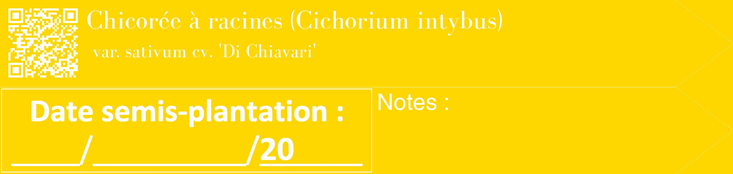 Étiquette de : Cichorium intybus var. sativum cv. 'Di Chiavari' - format c - style blanche21_simple_simplebod avec qrcode et comestibilité