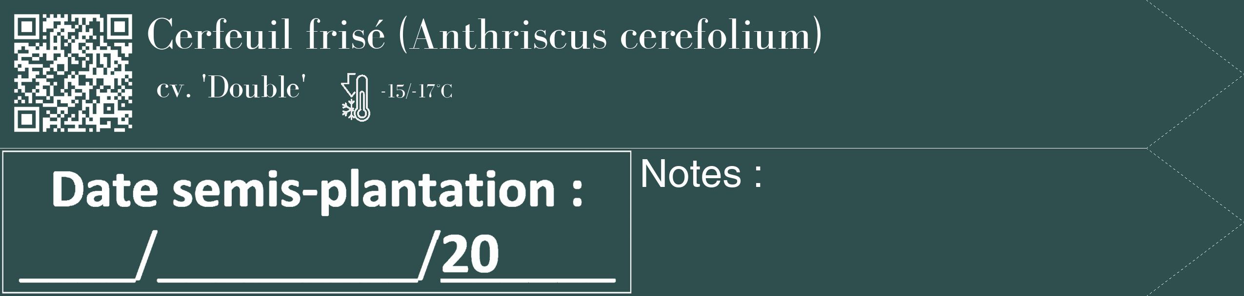 Étiquette de : Anthriscus cerefolium cv. 'Double' - format c - style blanche58_simple_simplebod avec qrcode et comestibilité