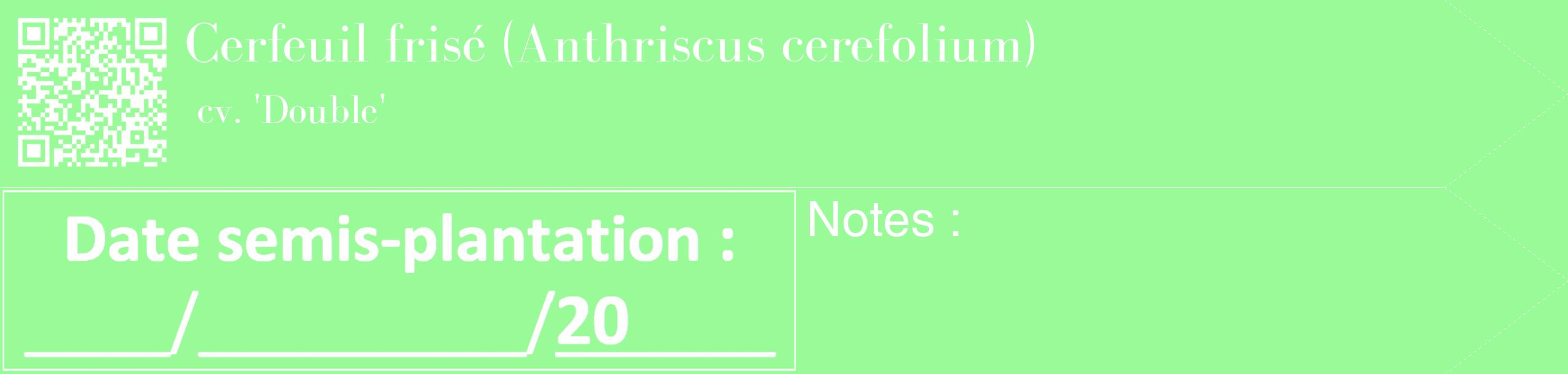 Étiquette de : Anthriscus cerefolium cv. 'Double' - format c - style blanche14_simple_simplebod avec qrcode et comestibilité