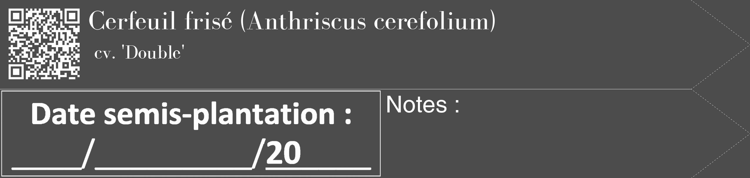 Étiquette de : Anthriscus cerefolium cv. 'Double' - format c - style blanche27_simple_simplebod avec qrcode et comestibilité