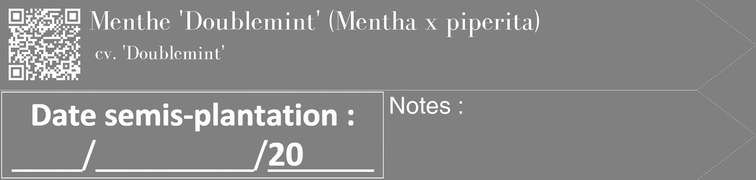 Étiquette de : Mentha x piperita cv. 'Doublemint' - format c - style blanche57_simple_simplebod avec qrcode et comestibilité