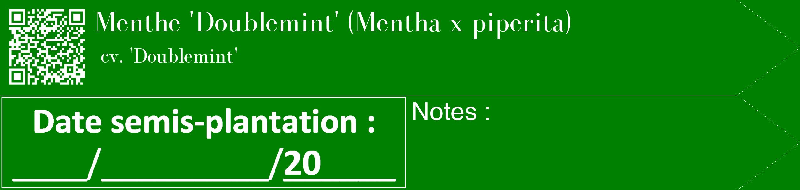 Étiquette de : Mentha x piperita cv. 'Doublemint' - format c - style blanche9_simple_simplebod avec qrcode et comestibilité