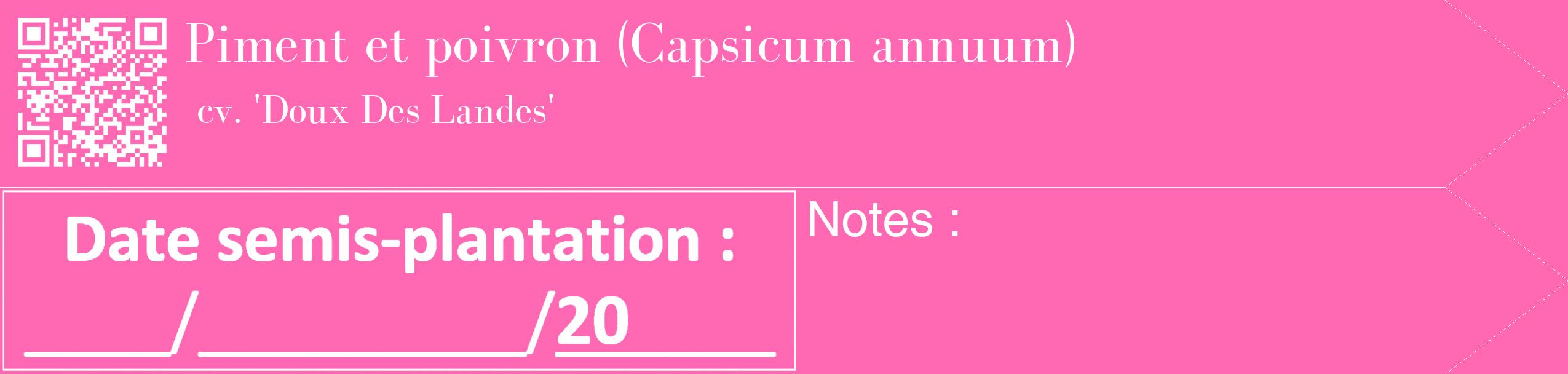 Étiquette de : Capsicum annuum cv. 'Doux Des Landes' - format c - style blanche42_simple_simplebod avec qrcode et comestibilité
