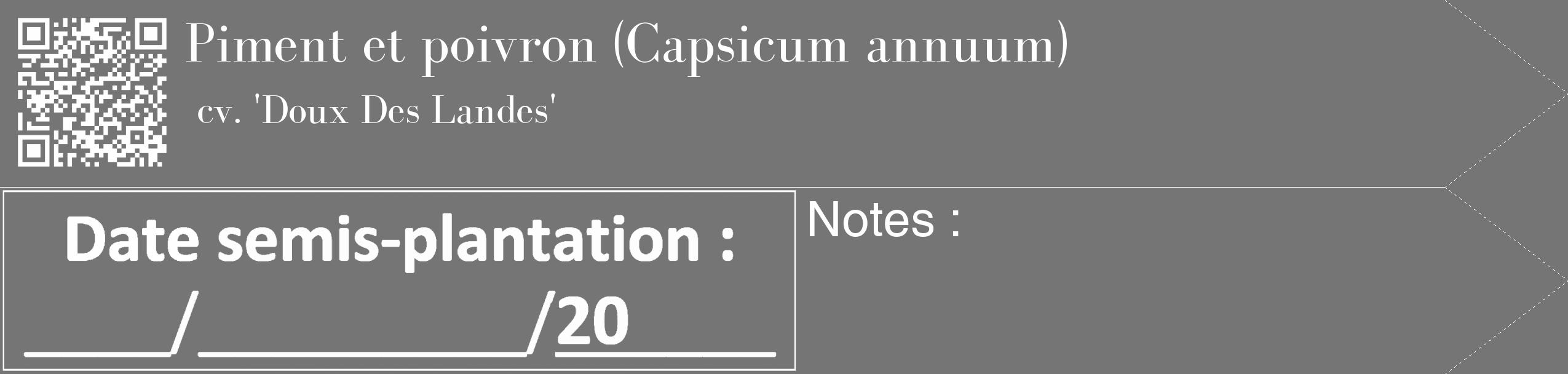 Étiquette de : Capsicum annuum cv. 'Doux Des Landes' - format c - style blanche5_simple_simplebod avec qrcode et comestibilité