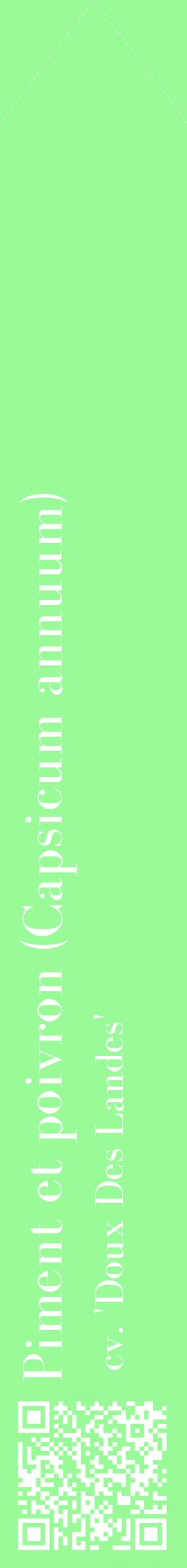 Étiquette de : Capsicum annuum cv. 'Doux Des Landes' - format c - style blanche14_simplebod avec qrcode et comestibilité
