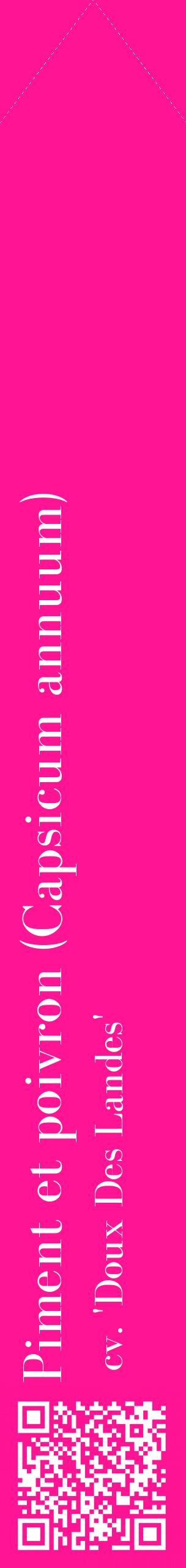 Étiquette de : Capsicum annuum cv. 'Doux Des Landes' - format c - style blanche43_simple_simplebod avec qrcode et comestibilité - position verticale