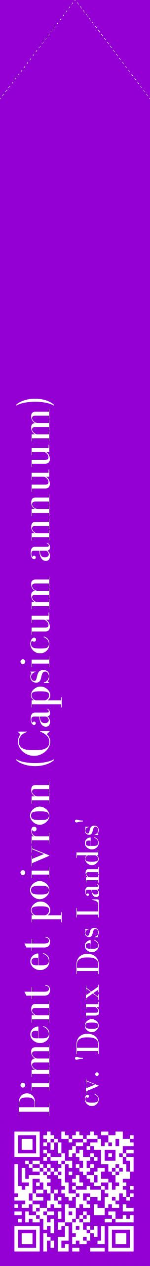 Étiquette de : Capsicum annuum cv. 'Doux Des Landes' - format c - style blanche48_simplebod avec qrcode et comestibilité