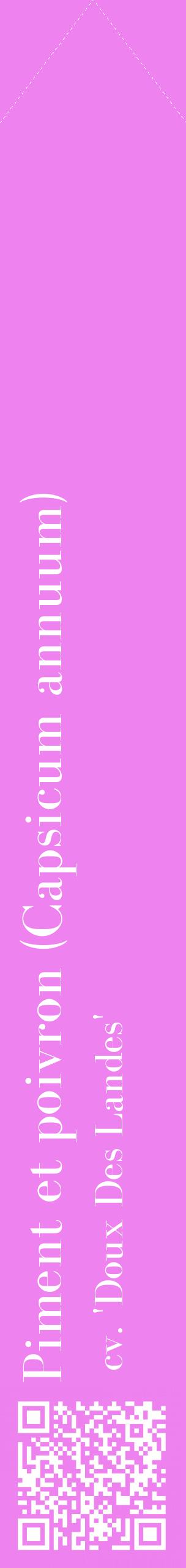 Étiquette de : Capsicum annuum cv. 'Doux Des Landes' - format c - style blanche53_simplebod avec qrcode et comestibilité