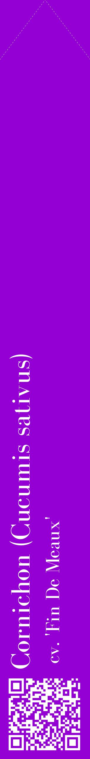 Étiquette de : Cucumis sativus cv. 'Fin De Meaux' - format c - style blanche48_simplebod avec qrcode et comestibilité