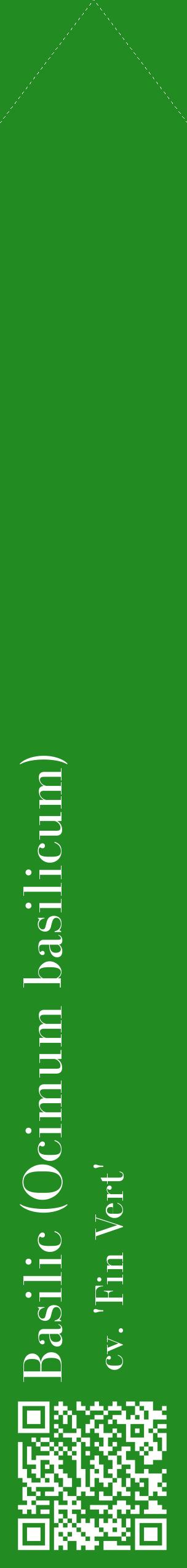 Étiquette de : Ocimum basilicum cv. 'Fin Vert' - format c - style blanche10_simplebod avec qrcode et comestibilité