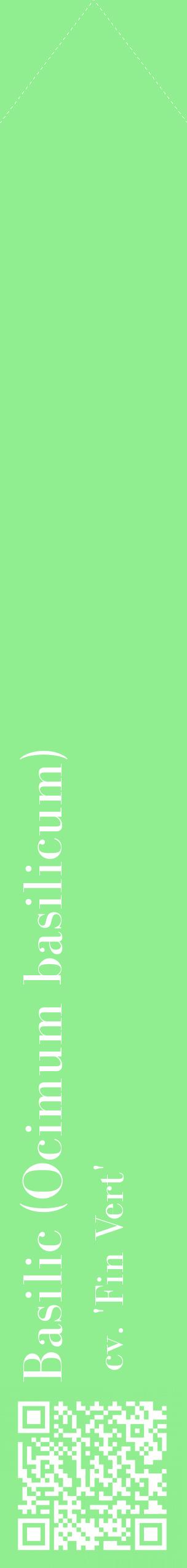 Étiquette de : Ocimum basilicum cv. 'Fin Vert' - format c - style blanche15_simplebod avec qrcode et comestibilité
