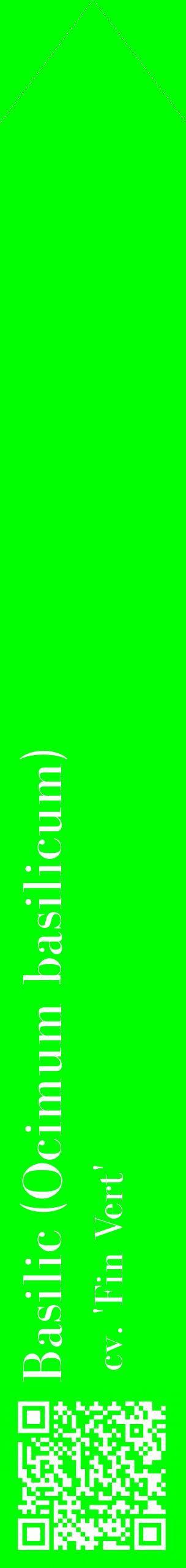 Étiquette de : Ocimum basilicum cv. 'Fin Vert' - format c - style blanche16_simplebod avec qrcode et comestibilité