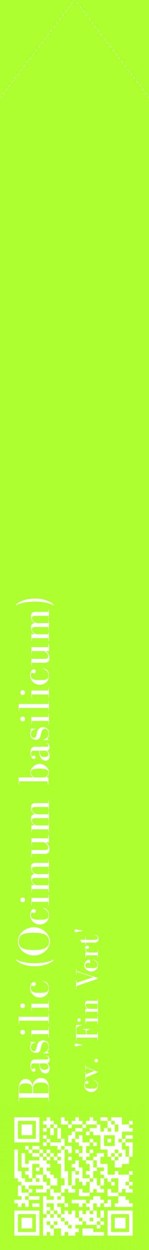 Étiquette de : Ocimum basilicum cv. 'Fin Vert' - format c - style blanche17_simplebod avec qrcode et comestibilité