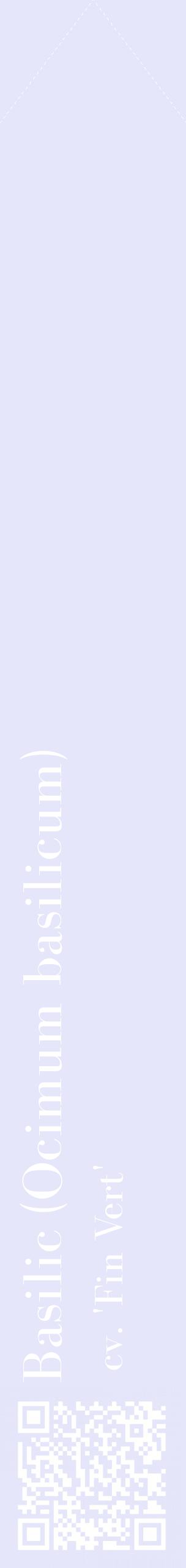 Étiquette de : Ocimum basilicum cv. 'Fin Vert' - format c - style blanche55_simplebod avec qrcode et comestibilité