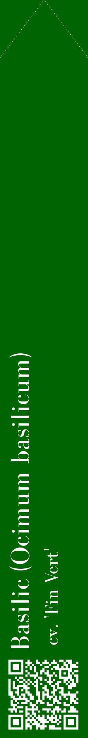 Étiquette de : Ocimum basilicum cv. 'Fin Vert' - format c - style blanche8_simplebod avec qrcode et comestibilité