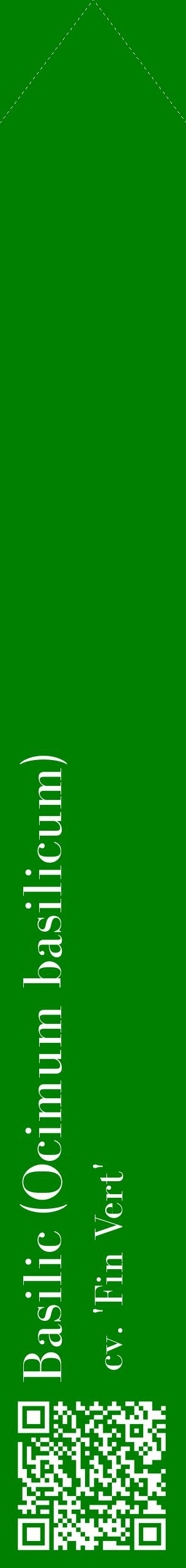 Étiquette de : Ocimum basilicum cv. 'Fin Vert' - format c - style blanche9_simplebod avec qrcode et comestibilité