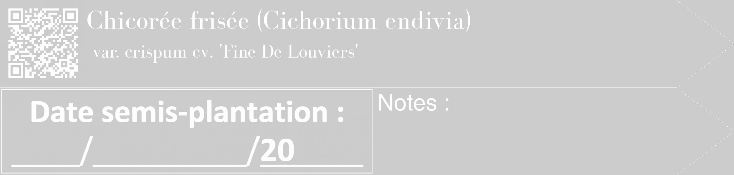 Étiquette de : Cichorium endivia var. crispum cv. 'Fine De Louviers' - format c - style blanche0_simple_simplebod avec qrcode et comestibilité